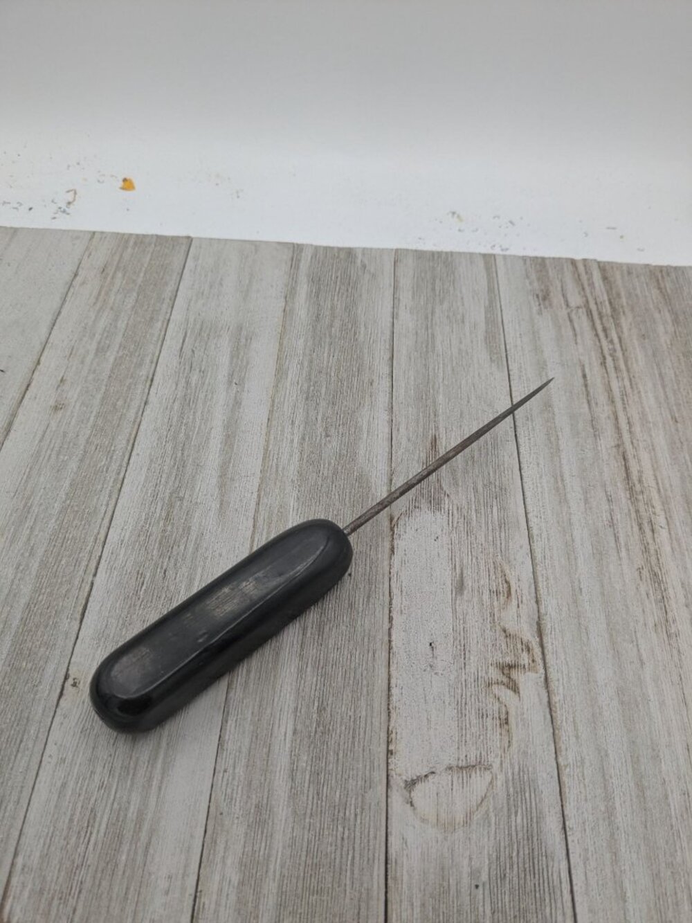 Vintage Ice Pick Black Handle Steel Tip 7 1/2"